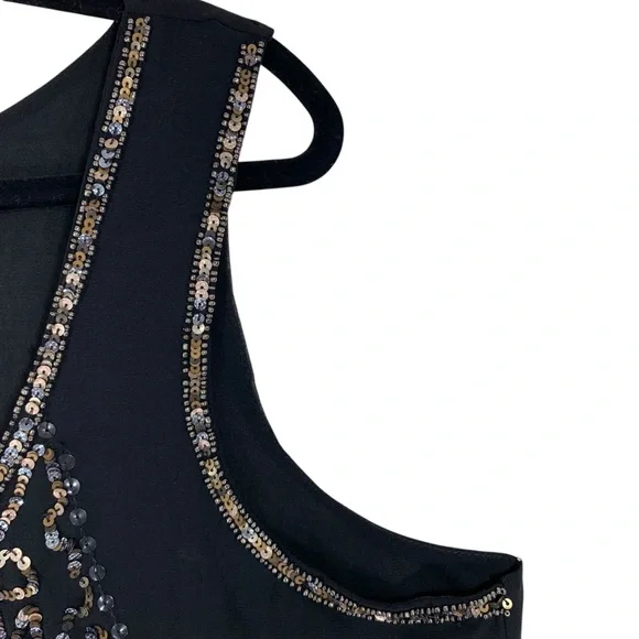 Reitman Elegant Black sequins camisole Embellished sleevelessTank Top size xl - Picture 5 of 13